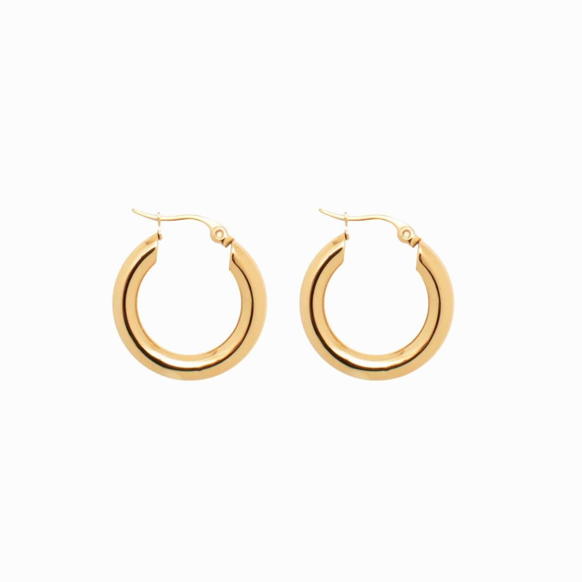 Brinco de Argola Tubo Lele M Banhado em Ouro 18K