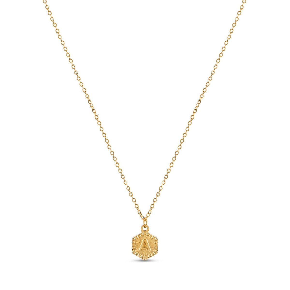 Colar Letra Inicial Hex Banhado em Ouro 18K