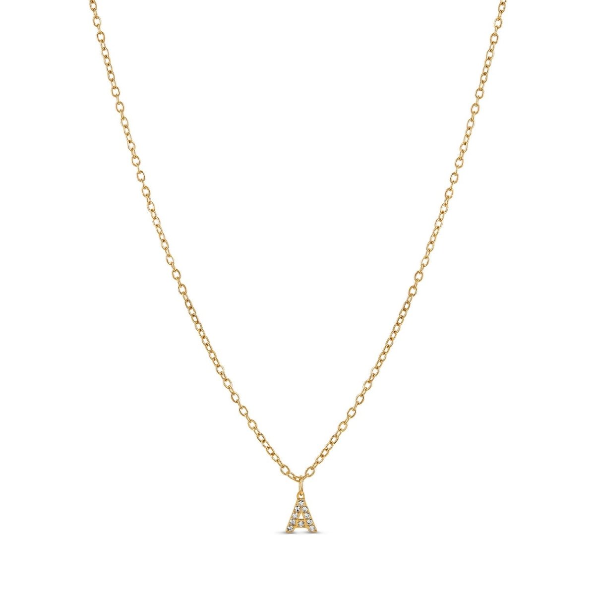 Colar Letra Inicial Stone Banhado em Ouro 18K