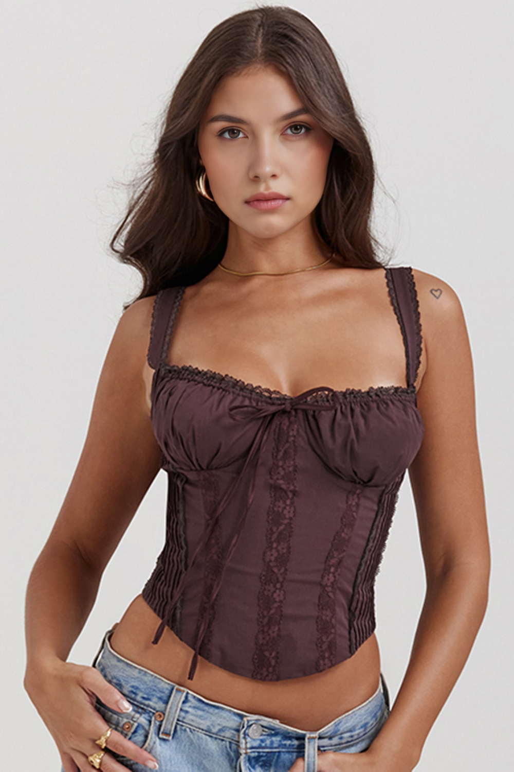 Corset Modelador Gini Satin - Marrom