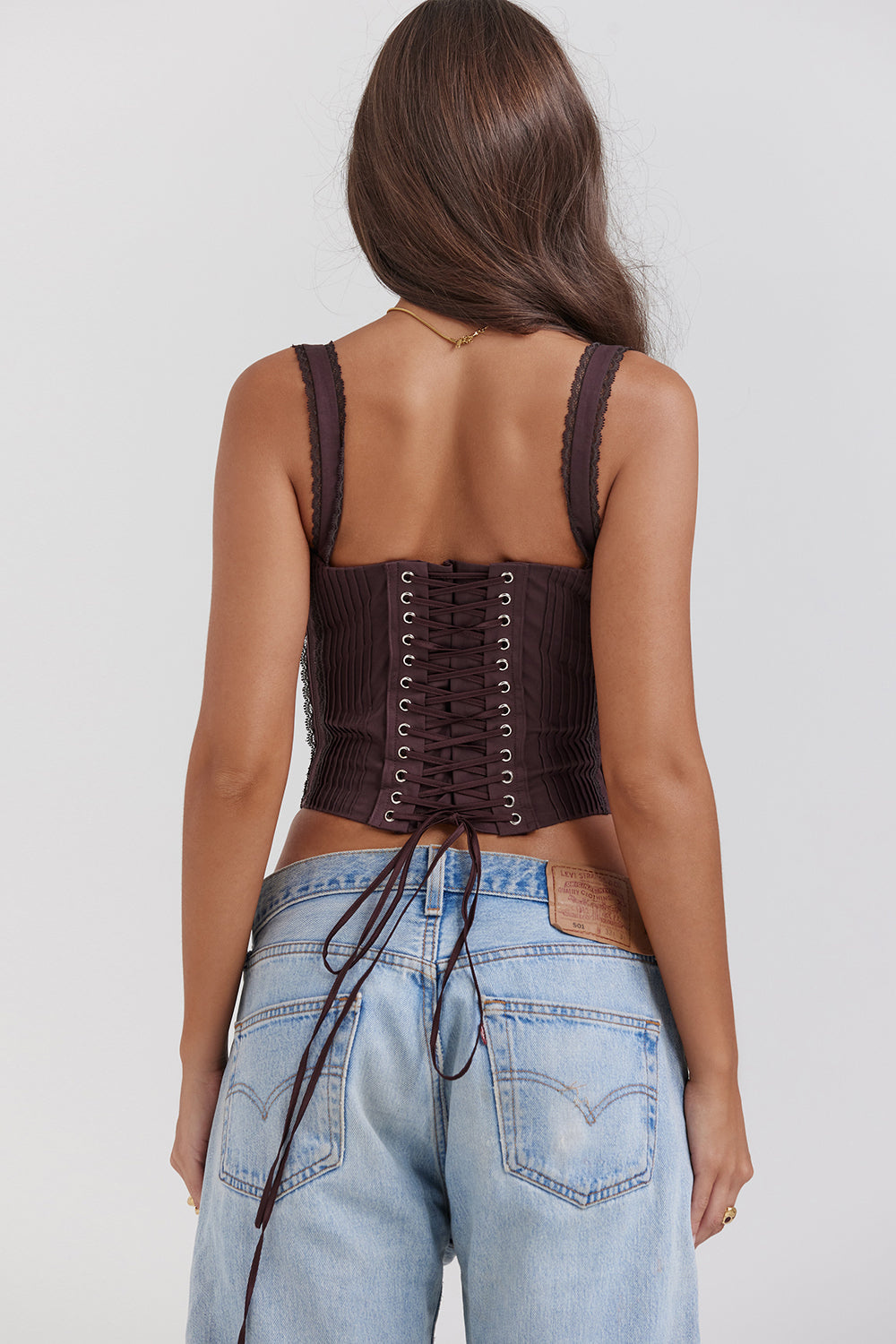 Corset Modelador Gini Satin - Marrom